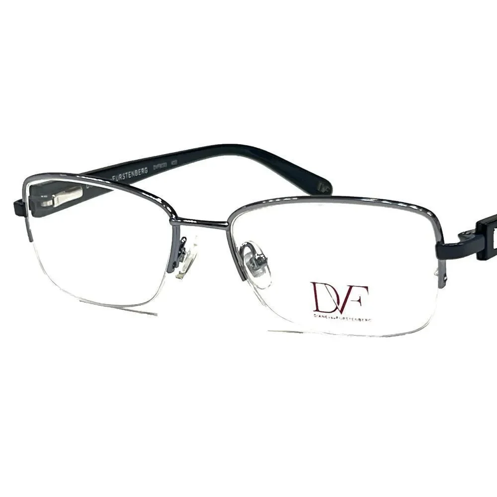 NEW Diane von Furstenberg DVF 8033 403 Black Half Rim Eyeglass Frames 50-16-135